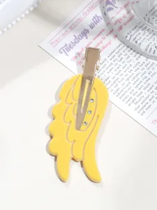 Sweet angel wing duckbill hair clip detail view, stylish resin hair accessory for women.