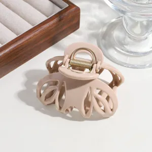 Minimalist solid color hollow hair claw clip for thick hair, elegant daily styling accessory.