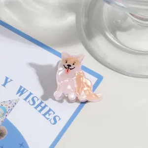 Süßer Cartoon Welpe Haarklammer süß Acetat Rosa Tier Haarschmuck für Damen und Mädchen