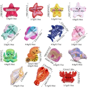 Style océan mini pinces à cheveux mignonnes ensemble détail avec divers motifs d'animaux