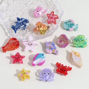 Adorables pinces à cheveux en acétate animaux marins mini étoile de mer poisson pieuvre femme