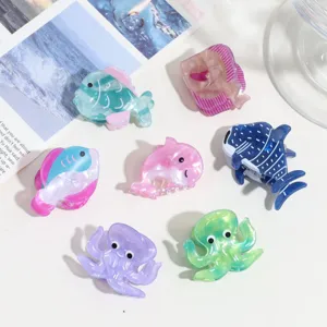 Jolis pinces à cheveux en acétate animaux marins mini poisson poulpe accessoires femme