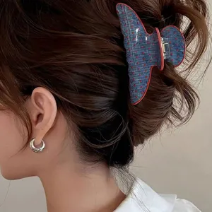 Moda retro molletta capelli pois blu rosso elegante clip squalo per donna uso quotidiano
