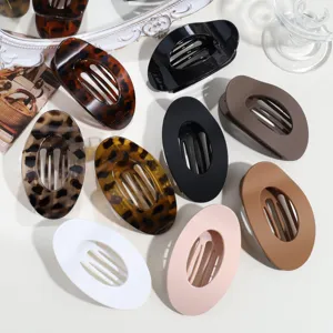 Mode Flach Oval Haarkralle Minimalistisch Leopardenmuster Matt Glänzend Haarnadel Entenschnabelclip Für Damen Haarschmuck