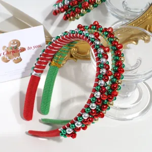 Christmas bell headband festive red green hair hoop holiday party hair accessories