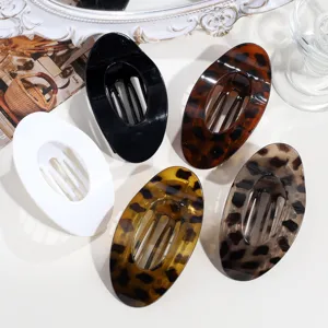 Flache ovale Haarklammern Set 5 Stueck stylische Leoparden Haarschmuck fuer taegliches Haarstyling