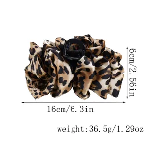 Morsetto per capelli stampa leopardo con design a fiocco multistrato, grande pinza per donna 16cm