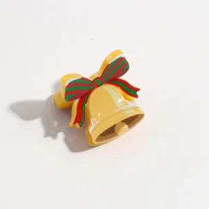 Mini pinza de pelo de campana de Navidad dulce lazo festivo accesorio para cabello de mujer.