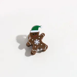 Lindo pasador de pelo de hombre de jengibre con sombrero navideño, mini pinza para el cabello.