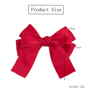 Pinza de pelo de lazo de satén rojo accesorio de princesa dulce horquilla para peinado