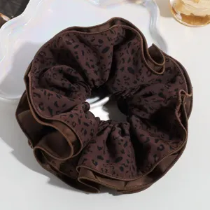Oversized brown leopard print hair scrunchie stylish elegant hair accessory for women daily wear
