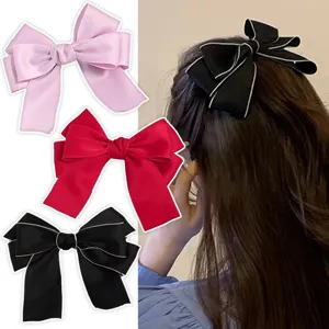 Dulce pinza de pelo con lazo de cinta para mujer, accesorio de moda elegante para uso diario.