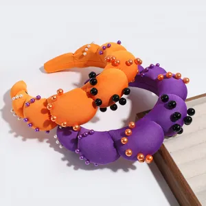 Stylish exaggerated cloud sponge hair hoop with colorful pearls, perfect for party wear.