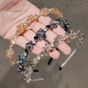 Cerchietto per capelli in strass di cristallo doppio strato elegante accessorio moda chic