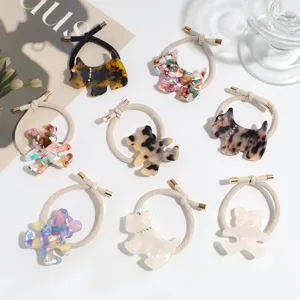 Acetate dog and bear hair ties set, cute animal ponytail holders, fashion hair accessories for women