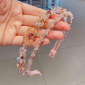Doppio strato rosa cristallo strass fascia dolce scintillante accessori per capelli