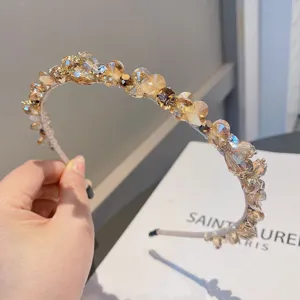 Cerchietto con perle di cristallo strass lussuoso accessorio per capelli brillanti donna