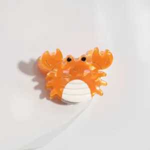 Jolie pince à cheveux crabe orange mini accessoire en acétate pour femme style mignon
