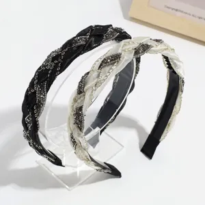 Modieuze elegante strass gevlochten haarband zoete haarhoepel haaraccessoires voor vrouwen