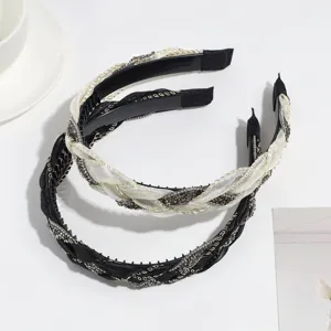 Strass gevlochten haarband set, chic elegante vintage haarring voor dames en dagelijkse zoete styling.