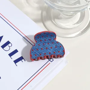 Molletta per capelli a pois blu rossi mini pinza squalo estetica vintage accessorio