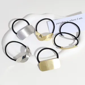 Ensemble d'attaches cheveux en métal minimaliste, plaques géométriques élastiques.