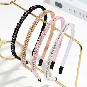 Elegant Rhinestone Headband For Women Fashion Crystal Beaded Hair Band Non-Slip Fabric Wrapped Alloy Plastic Base Hair Accessories For Daily Party Decor