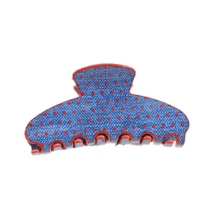 Molletta per capelli retro blu a pois rossi, grande pinza squalo alla moda per donna.