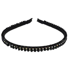 Black rhinestone headband for women, sparkly crystal hair hoop, elegant fashion hair accessory