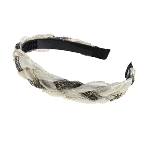 Elegante gevlochten strass haarband voor dames, modieuze glanzende haaraccessoire.