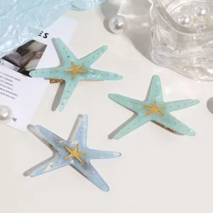 Bonito conjunto de pinza de pelo de estrella de mar, pasador lateral fresco, accesorio chic.