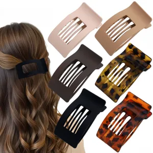 Schicke flache quadratische Haarklammern Set, minimalistische geometrische Haargreifer für Damen.