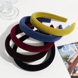 Klassieke brede fluwelen gewatteerde haarband voor vrouwen, effen kleur haarhoepel mode accessoires.
