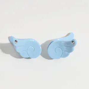 Blue angel wings mini hair claw clip with crystal rhinestones for cute everyday styling.