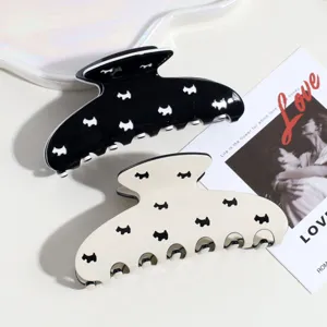 Pinzas de pelo estilo coreano perro scottie lindo, accesorios negros y crema para mujeres.