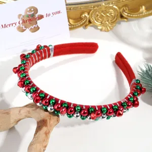 Christmas jingle bell red velvet headband holiday festive hair accessory for women girls