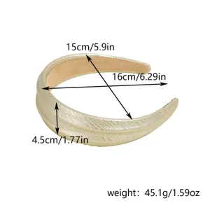 Diadema ancha de cuero con estampado de serpiente, accesorio de pelo elegante, oro.