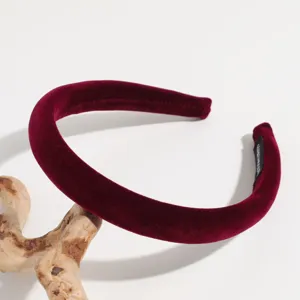Wijnrode fluwelen haarband voor vrouwen brede spons haarhoofdband herfst winter mode