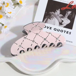 Pinza de pelo de diamantes de imitacion rosa accesorio geometrico bonito para mujeres