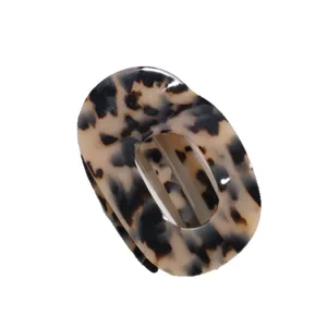 Modieuze elegante ovale luipaard haarclip, chique schildpad plat haaraccessoire vrouwen.