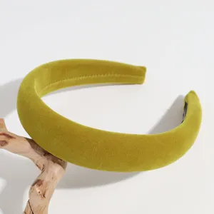 Chique groene fluwelen gewatteerde haarband voor vrouwen, dikke spons haarhoepel voor herfst mode.