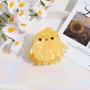 Pinza de pelo de pollito amarillo lindo, accesorio de pelo de acetato para mujeres y niñas.