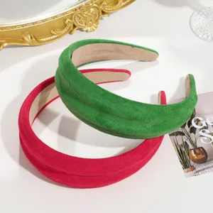 Diadema de terciopelo gruesa y ancha verde y roja accesorio para cabello vista detallada