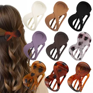 Pinza de Garra para el Cabello Elegante con Diseño Geométrico de Infinito para Mujer Estampado de Leopardo Carey Color Sólido Mate Barniz para Hornear Horquilla Accesorio
