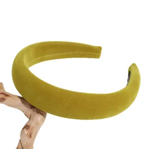 Olijfgroene fluwelen haarband brede rand voor vrouwen, zachte mode haaraccessoire hoofddeksel.