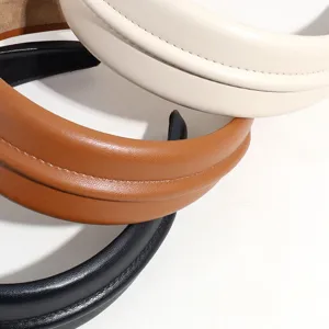 Elegantes diademas anchas de piel sintética en varios colores, accesorios para el pelo diarios.