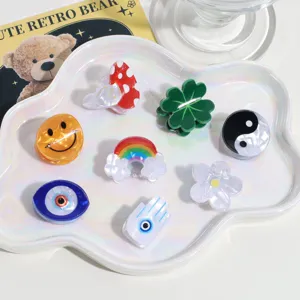 Creative Cartoon Plastic Mini Hair Claw Clips Cute Smiley Face Evil Eye Mushroom Flower Design Small Bangs Hair Clip Fashion Styling Accessories For Women Girls