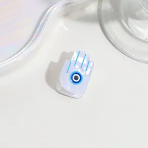 cute blue evil eye hamsa hand mini hair claw clip detail aesthetic hair accessory