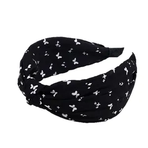 Black white butterfly print wide headband knotted hair hoop fashion hair accessories