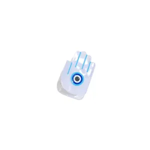 Cute mini evil eye hamsa hand hair claw clip for daily styling and bangs accessory.